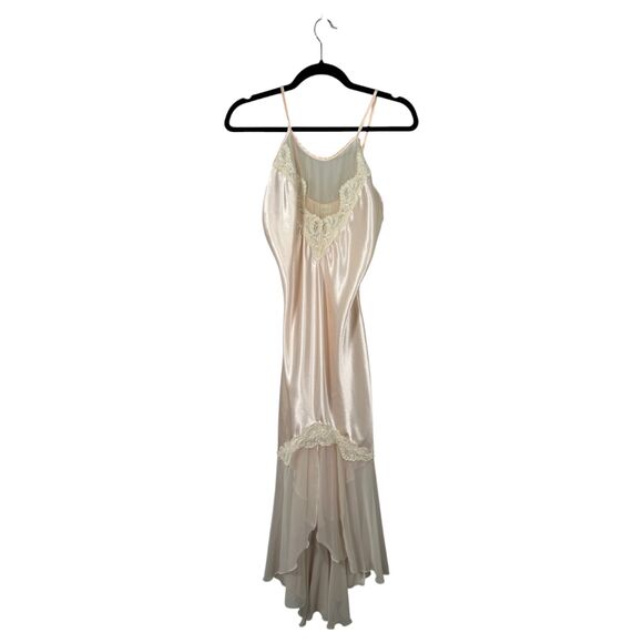 Delicates Vintage Pale Pink Lace Satin Ethereal Fairy Coquette Slip Dress Medium - Picture 1 of 7